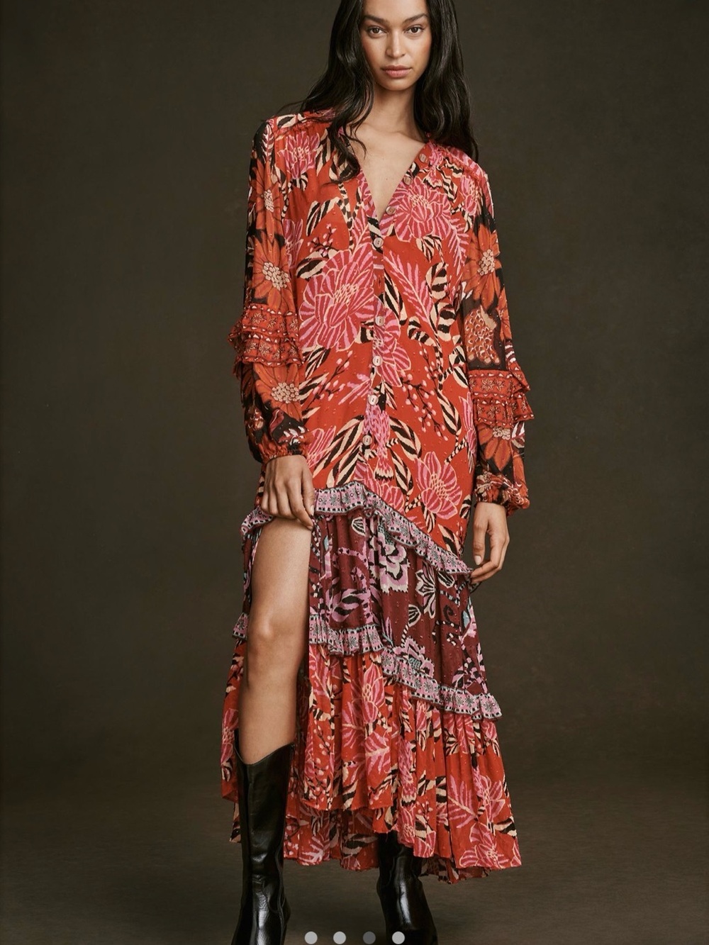 Farm Rio Mixed Floral Print Maxi Dress Size S Like New